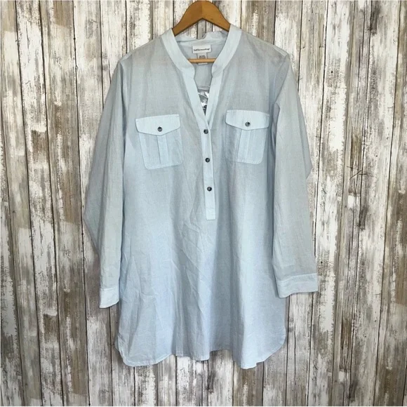 Soft Surroundings Light Blue Double Pocket Tunic - Picture 1 of 6